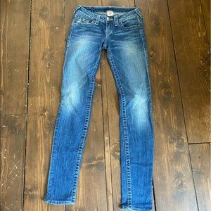 True Religon Skinny Jeans w/Rainbow Back Pockets size 26
